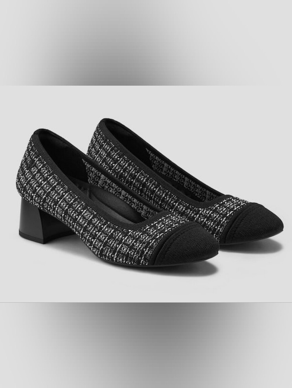VIVAIA Almond-Toe Stress Free Julie Chunky Heels Tweed